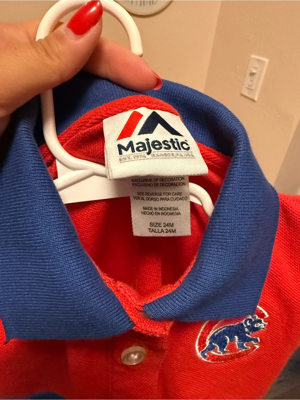 Chicago Cubs Majestic Red and Blue Polo Dress with Skirt